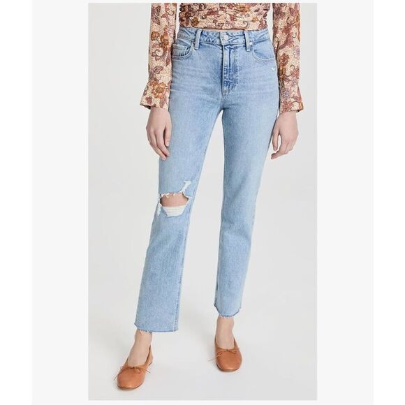 Paige Stella Straight Leg Denim Gnarly Destructed size 27 - Picture 2 of 13